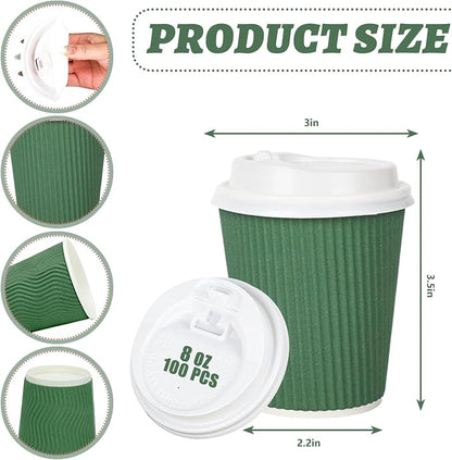 Whaline 100Pcs Sage Green Disposable Coffee Cups - Image 2