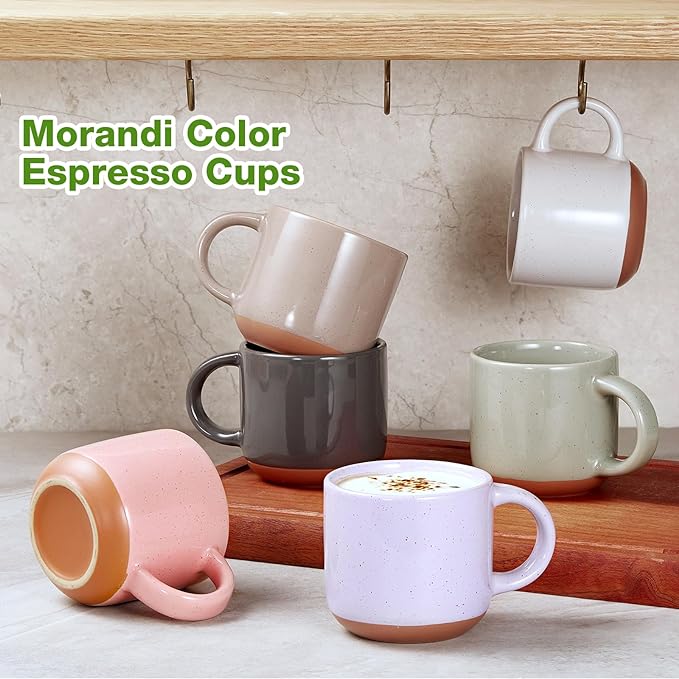 Gencywe Ceramic Mini Espresso Cups Set of 6, 5 oz Espresso Mugs - Image 4