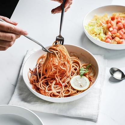 Selamica Porcelain 8.6 inch Salad Pasta Bowls, 34 OZ Bowls Plates, Wide and - Image 4