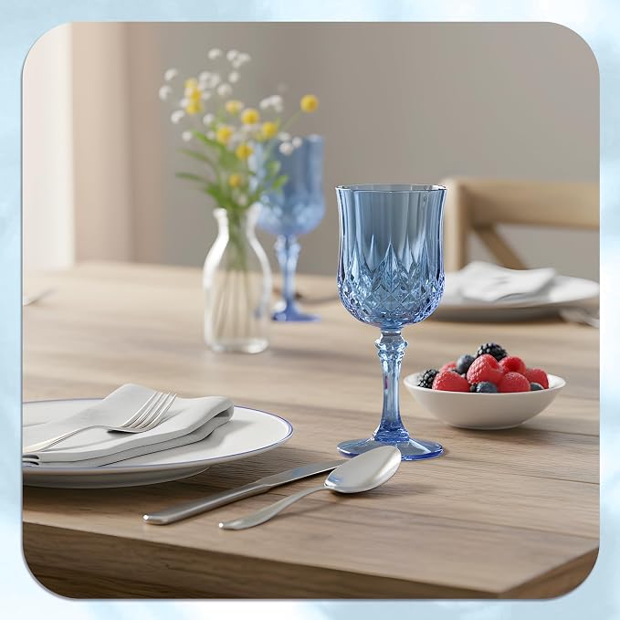 7OZ Plastic Wine Glasses, Reusable Vintage Goblets Unbreakable Drinking Glasses - Image 4