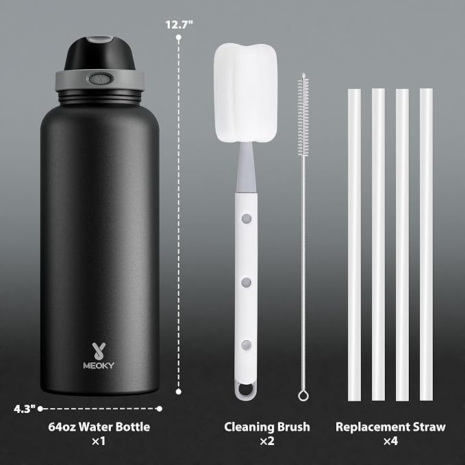 Meoky 64 oz Insulated Water Bottle, Half Gallon Water Jug - Image 4