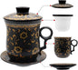 Porcelain Tea Cup with Infuser Lid and Saucer Sets by Unknown