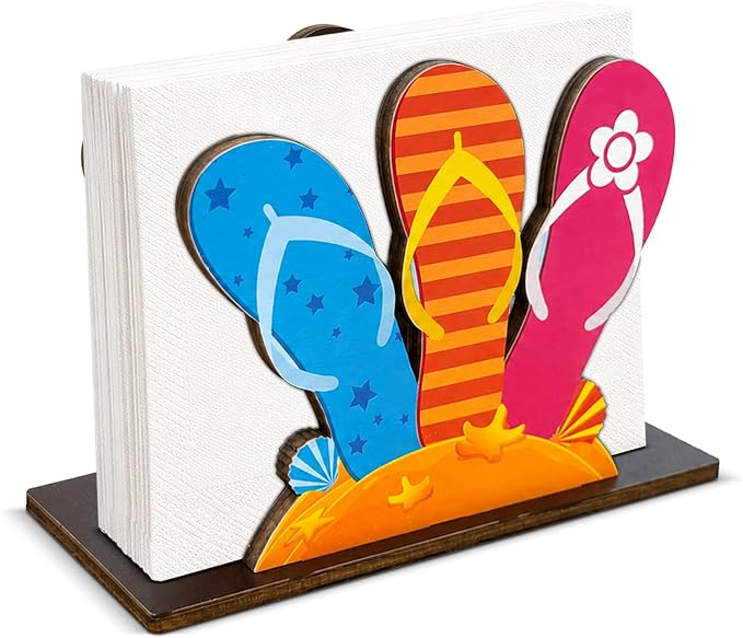 Summer Flip Flops Decor Wood Napkin Holder by Unknown