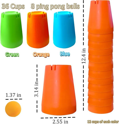 3-in-1 Cup Stacking Set; Toddler to Young Kids Quick Stacking Cups Game; - Image 2