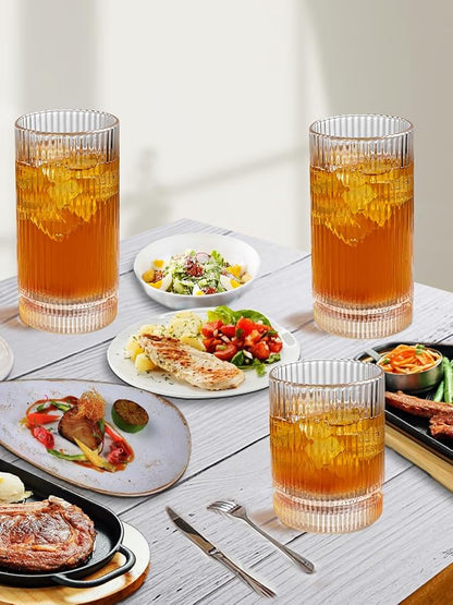 Ribbed Glassware Vintage Drinking Glasses 12Pcs - Image 6