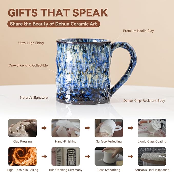 Unique Reactive Glaze Ceramic Coffee Mug - 15 oz Large Coffee Cup - Image 4