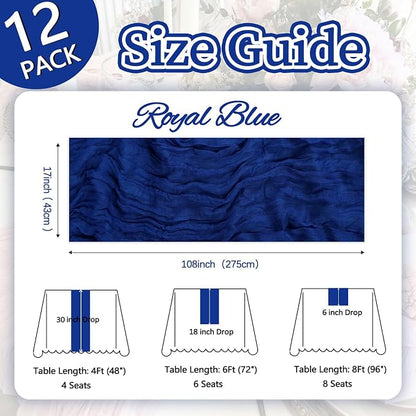 12 Pack Royal Blue Cheesecloth Table Runner 17 x 108 Inch | Boho Gauze Cheese - Image 2