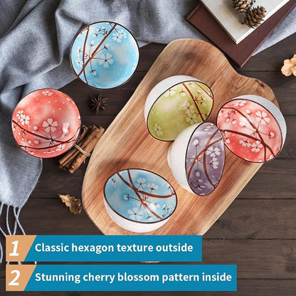 Ceramic Rice Bowls 10 oz, Sakura Bowl Gift Set - Image 4