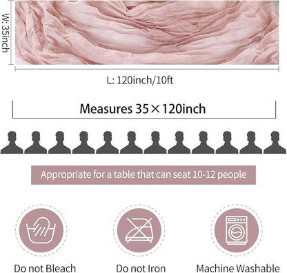 3 Pack Dusty Pink Cheesecloth Table Runner 35x120inch, 10FT Spring Summer Gauze - Image 6