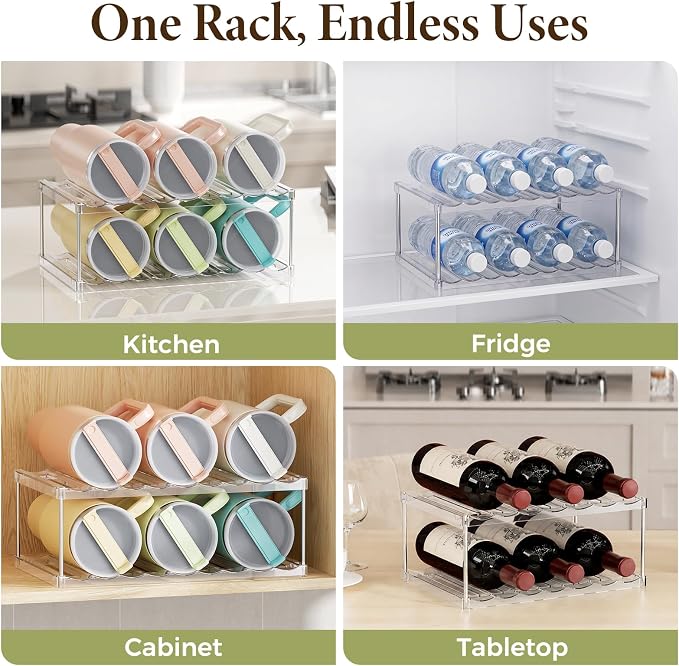 LAMU Stackable Water Bottle Organizer Holder Tumbler Cup Storage Rack | 2 Tier - Image 8
