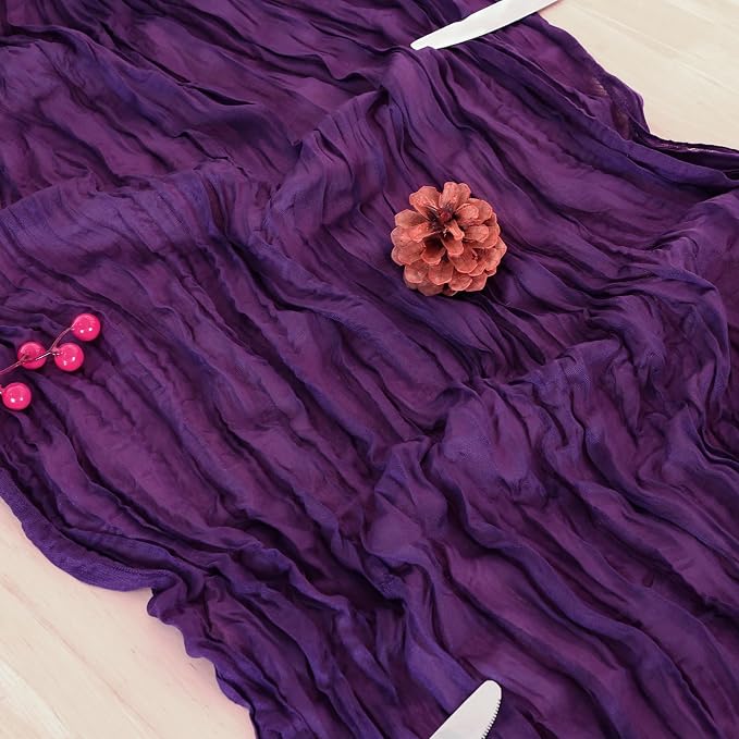 3 Pack Purple Cheesecloth Table Runner 120 Inch Boho Wedding Decor | - Image 6