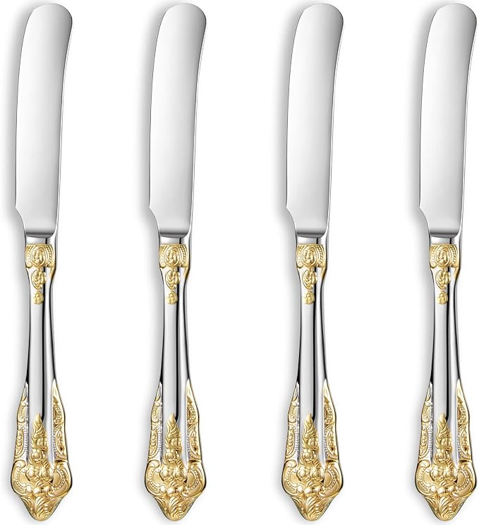Gorgeous 4-Piece 6.9-Inch 18/10 Stainless Steel Butter Spreader Set | Gold by KEAWELL