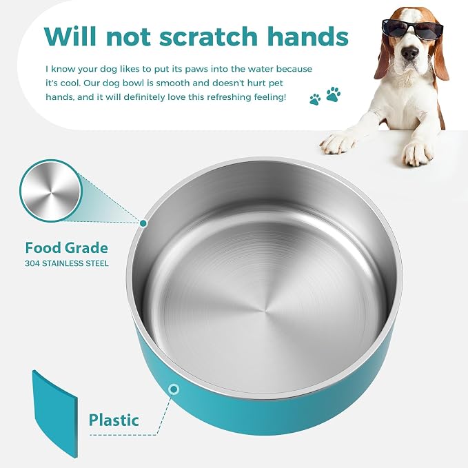 WENBOKMIN Dog Bowl, Stainless Steel Food and Water Bowl, Lake Blue | Non Slip - Image 6