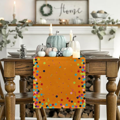 Artoid Mode Polka Dot Orange Happy Birthday Table Runner, Seasonal Fall - Image 2