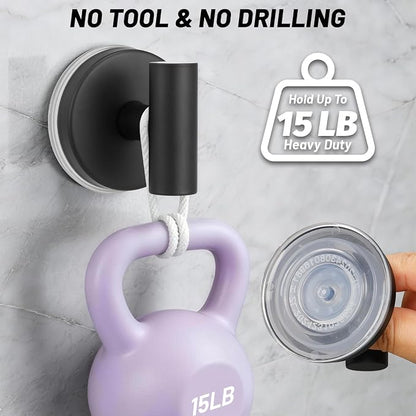 Large 15lb Suction Cup Hooks for Shower, No-Drill Bathroom Towel Hooks for Robes - Image 2