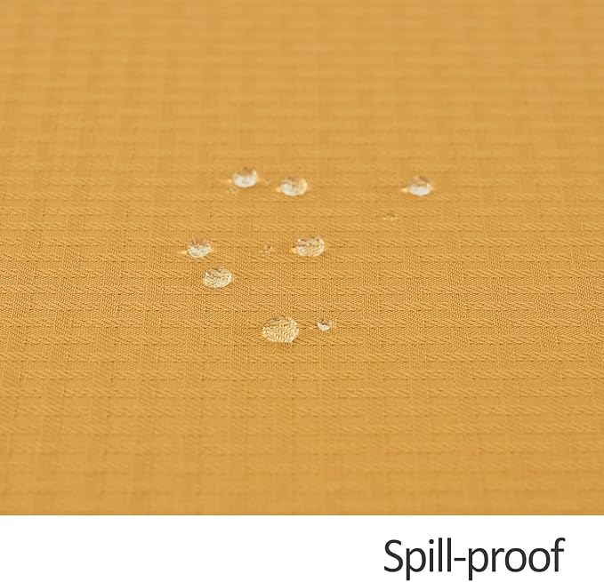 maxmill Tablecloth Weaved Texture Stain Resistant Waterproof, Wrinkle Resistant Washable Table Cloth, Fabric Table Cover for Dining Room, Indoor Outdoor Use, Rectangle 60 x 120 Inch, Ochre Yellow