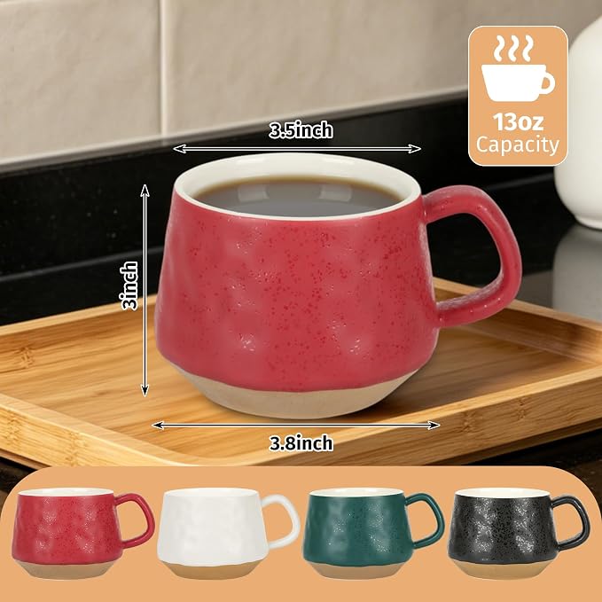 BYCNZB 13oz Ceramic Coffee Cups set of 4, Modern Mugs - Image 2