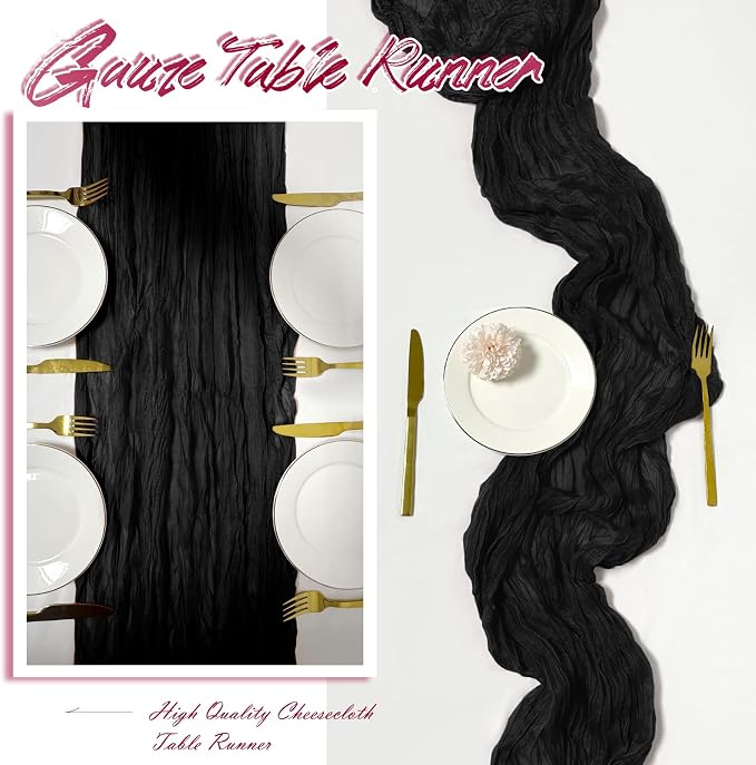 15 Pack Black Cheesecloth Table Runner 17 x 108 inch Cheese Cloth Table Runners - Image 6