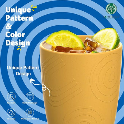 Homienly Wheat Straw Cups Set 8 PCS, 12 OZ Reusable Plastic Cups Alternative - Image 4
