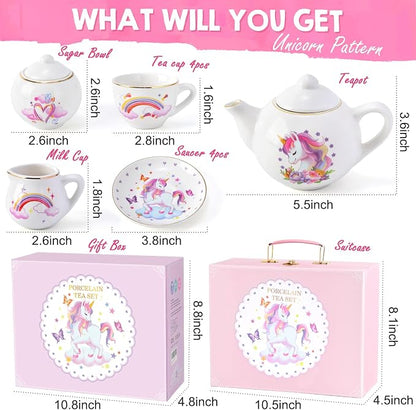 TUZT Porcelain Tea Party Set for Little Girls Kids Toddlers, Pretend Play Toys - Image 3