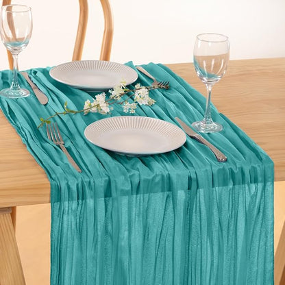 6 Pack Teal Green Cheesecloth Table Runner 10ft Rustic Summer Decor | - Image 5
