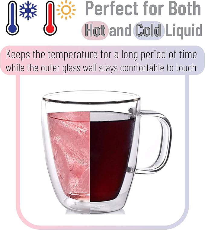 BTaT- Double Walled Glass Coffee Mugs, 12 oz, Glass Coffee Cups - Image 7