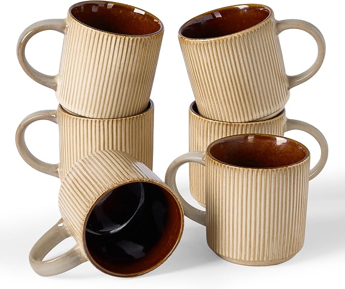 famiware Coffee Mug Set for 6, Star 12 oz Catering Mugs Cup Set by Famiware