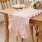 HunnmingRe 1 Pc Gingham Table Runner Light Pink, 118 X 13.8 Inch | Cotton by HunnmingRe