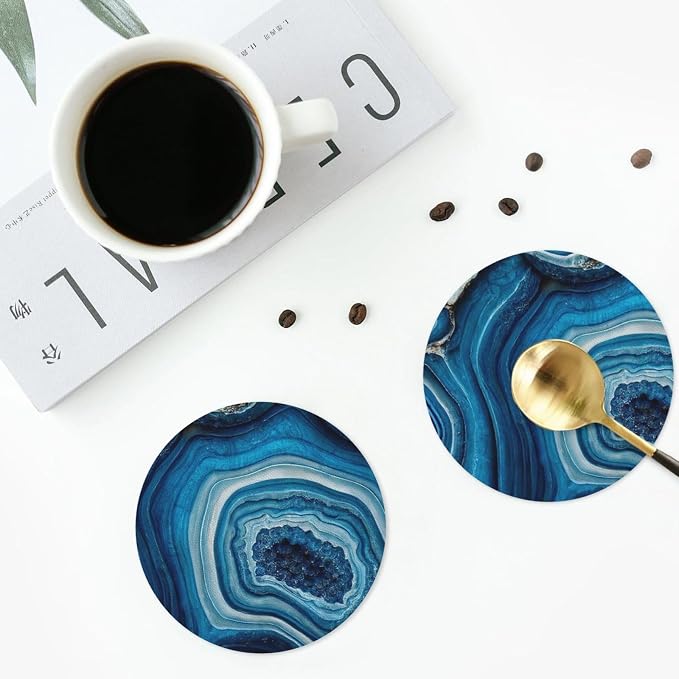 Agate Marble Blue Coasters Set of 6 Coasters - Image 5
