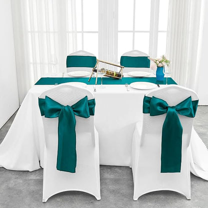 4-Pack Peacock Blue Satin Table Runner 12 x 108 Inch Long Bright and Smooth - Image 7