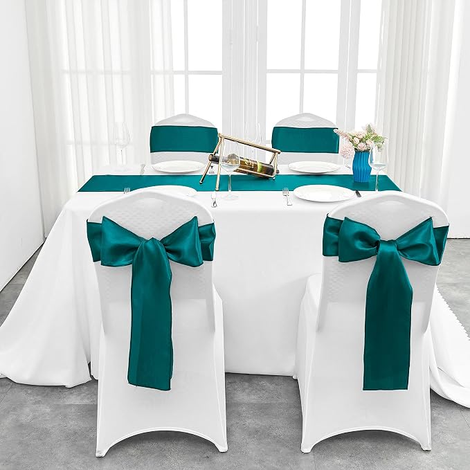 10-Pack Peacock Blue Satin Table Runner 12 x 108 Inch Long Bright and Smooth - Image 5
