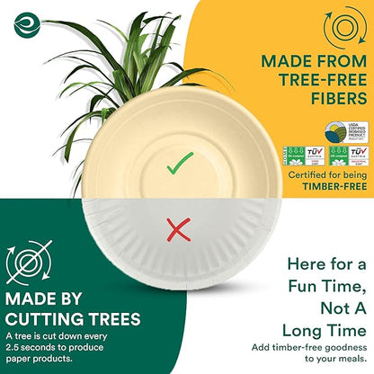 ECO SOUL 100% Compostable 32 Oz Soup Bowls [100-Pack] Disposable Sturdy Bowls I Heavy Duty Paper Bowl I Eco-Friendly Salad Bowl I Biodegradable Large