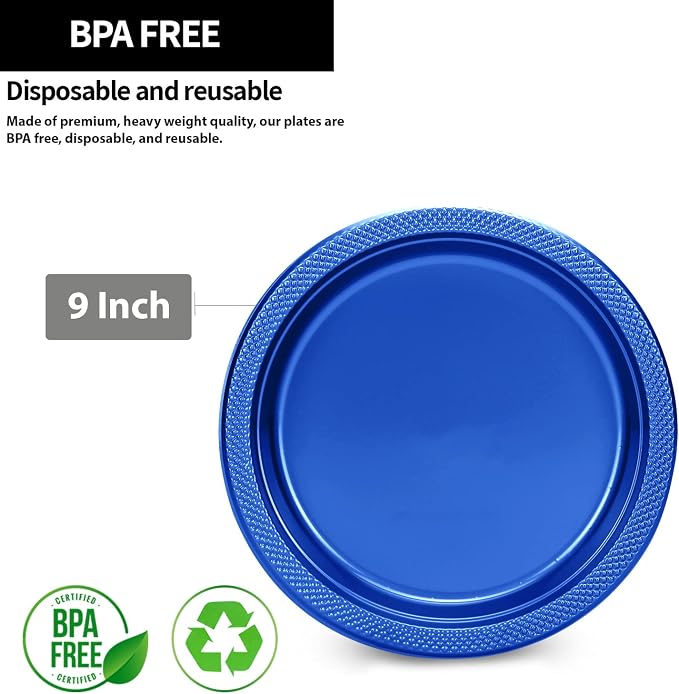 Blue Plastic Plates 9 Inch - Image 2