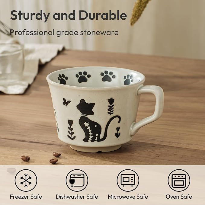 11 oz Ceramic Coffee Mug, Stoneware Teacup - Image 2