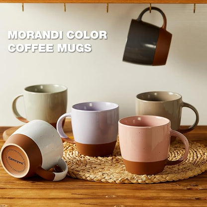 Morandi Color Ceramic Coffee Mugs Set of 6, 18 oz Coffee Cups - Image 2
