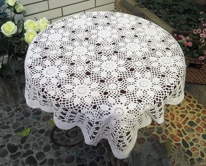 Cotton Handmade Crochet lace Table Runners Square Oval Tablecloth Doilies Doily - Image 3