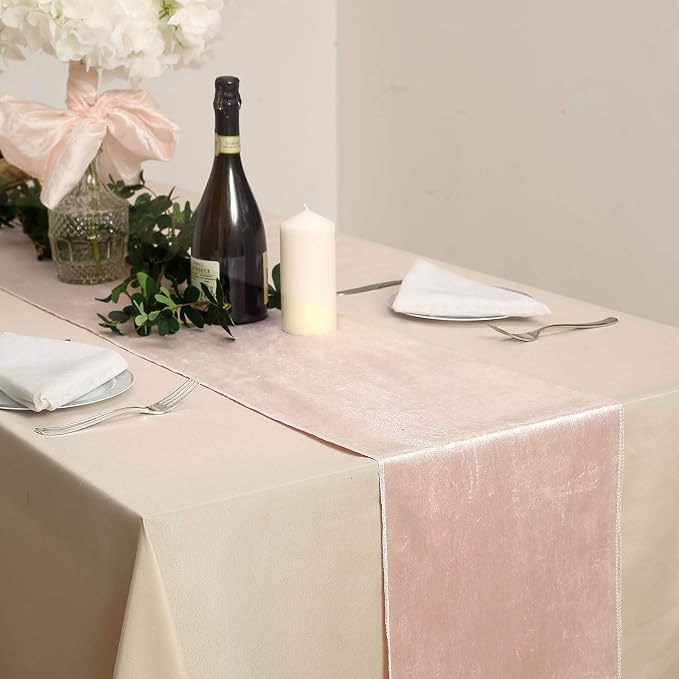 10 pcs 12x108-Inch Blush Premium Velvet Table Runners - Image 5