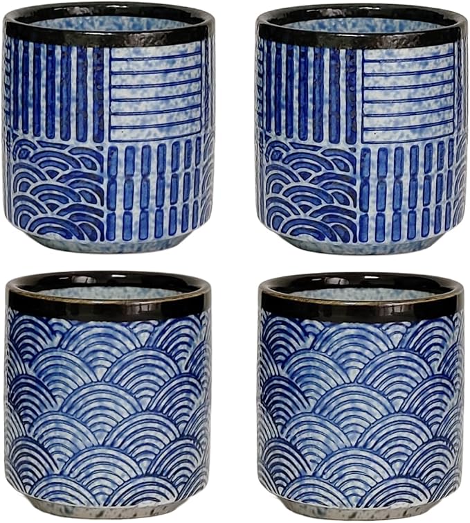 Japanese Tea Cups 6.42oz Ceramic Coffee Mug No Handle Set of 4 | Classic by WEOPYCJ
