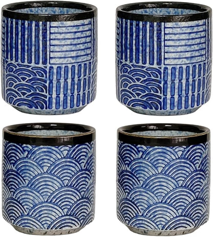 Japanese Tea Cups 6.42oz Ceramic Coffee Mug No Handle Set of 4 | Classic by WEOPYCJ