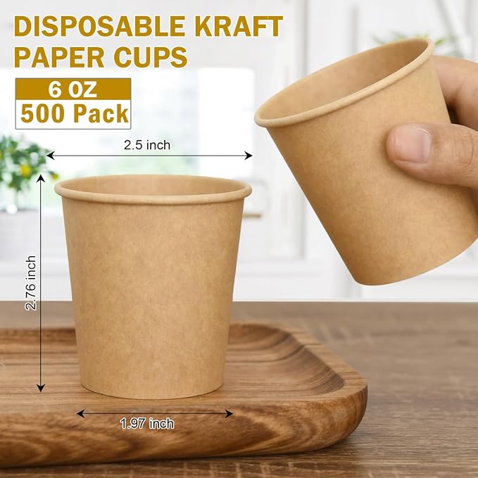 Vumdua 500 Pcs 6 oz Kraft Paper Cups - Image 7