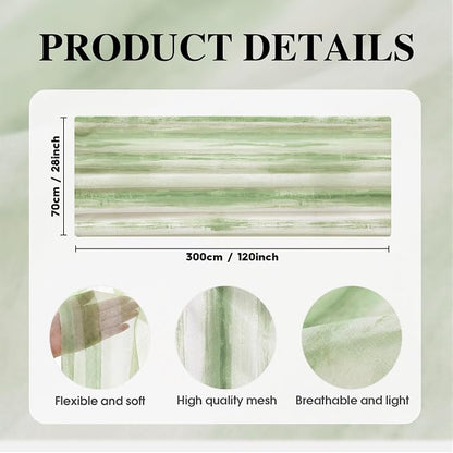 Artoid Mode Boho Green Stripes Spring Chiffon Table Runner 120 Inches 10FT - Image 6