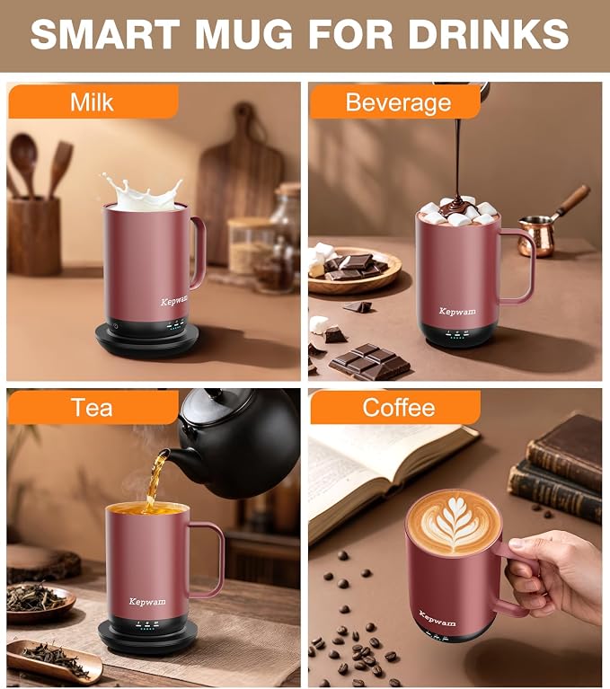 Kepwam Self-Heating Coffee Mug T1, 16oz Rechargeable Heated Coffee Mug - Image 9