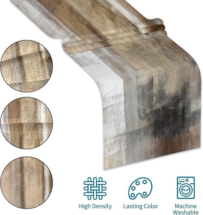 Brown Grey Table Runners Modern Art Farmhouse Linen Table Runners Dresser - Image 4