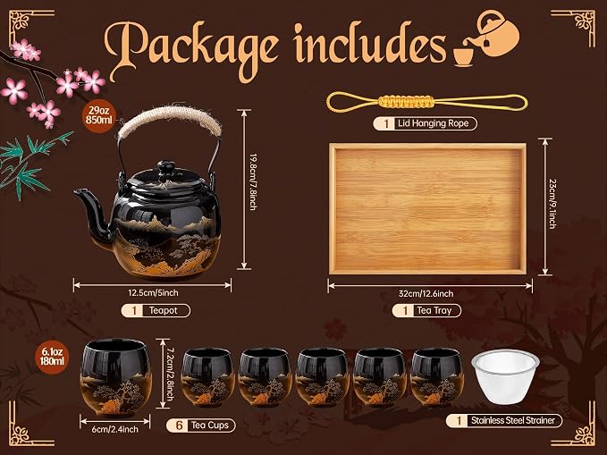 Japanese Tea Sets for Adults, Chinese Tea Set Gongfu Tea Set Japanese Teapot - Image 7