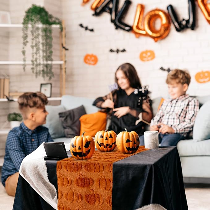 Caramel Pumpkins Halloween Table Runner Seasonal Autumn Kitchen Dining Table - Image 4