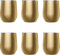 DISCOUNT PROMOS Stemless Wine Glass Tumblers with Lids by Largo 11 oz. Set of 6, Bulk Pack - Perfect for Wine, Cocktails, Other Hot & Cold Beverages - Gold