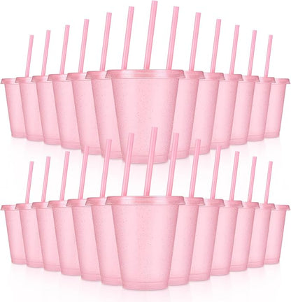24 Pcs Plastic Tumblers with Lids and Straws, Reusable Cups with Lids Plastic by LEIFEOSH
