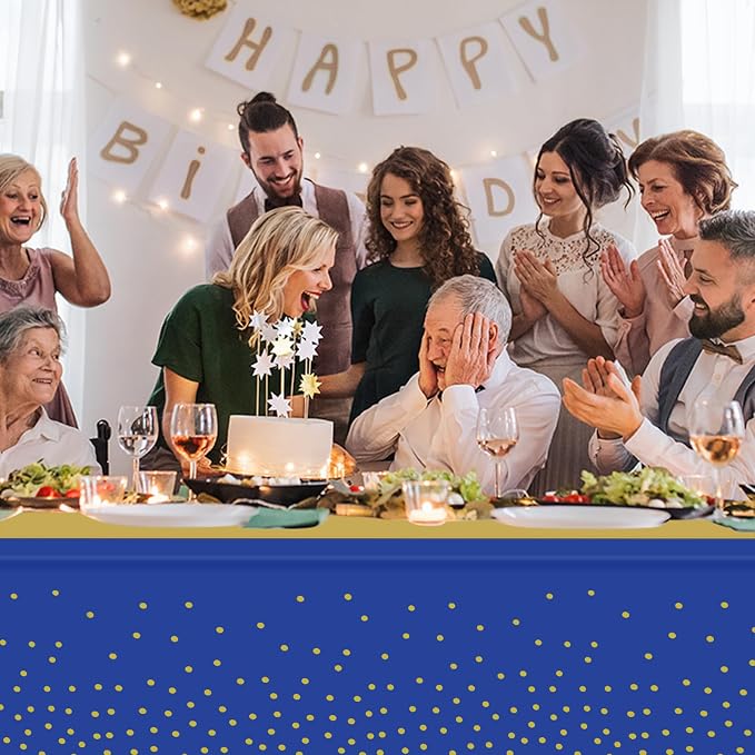 12 Pack Blue and Gold Tablecloth and Table Runner Party Decorations, Royal Blue - Image 5