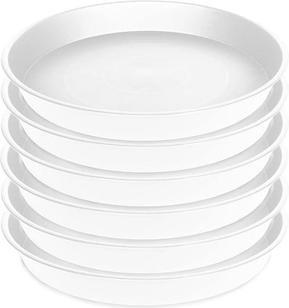 6 Pack Plastic White Plant Saucers by Bleuhome