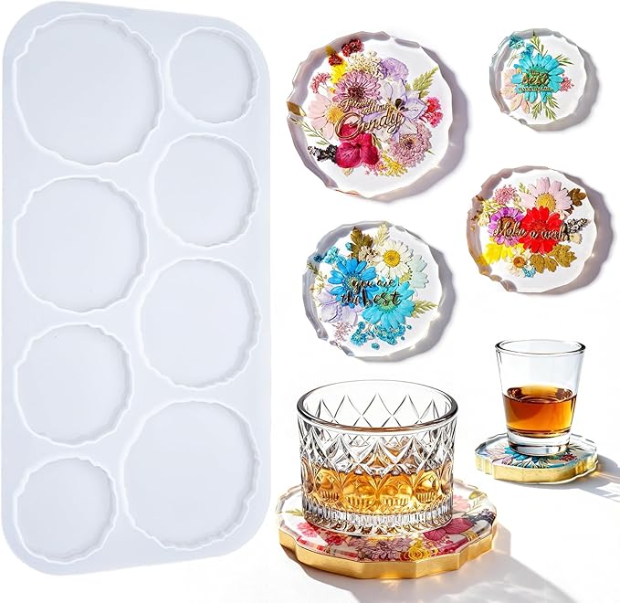 HeyClear 8-Cavity Coaster Resin Molds by HeyClearResin